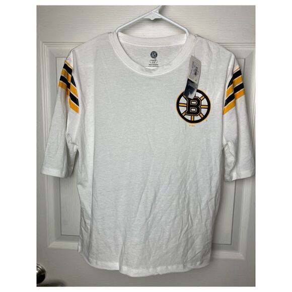 NHL Boston Bruins Women's Half Sleeve White Crew Neck T-Shirt Size Medium - Picture 1 of 9